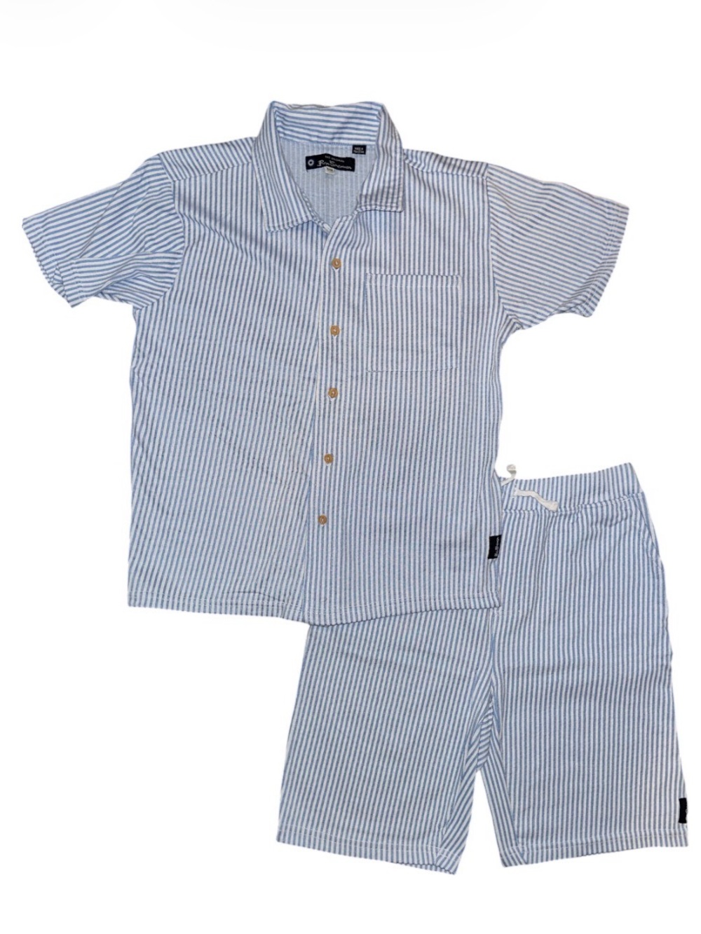 Ben Sherman Light Blue & White Cabana Seersucker Stripe 2-Piece Set